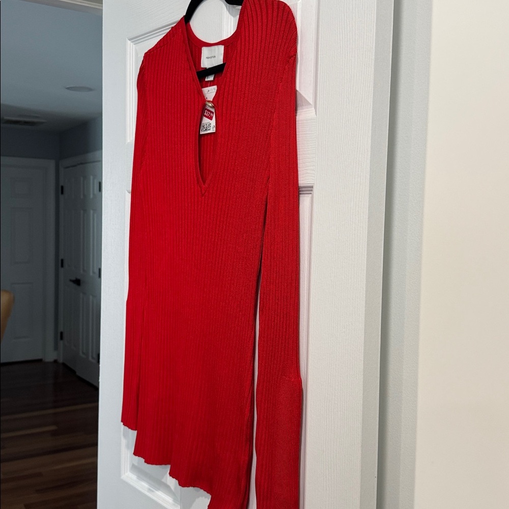 H&M Edition  Red V-Neck Ribbed Sweater - Picture 4 of 7